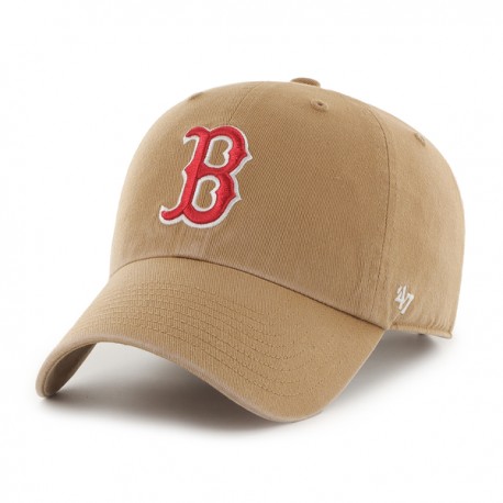 47 BRAND CASQUETTE MLB BOSTON RED SOX CLEAN UP NO LOOP LABEL CAMEL