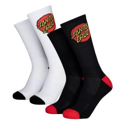 SANTA CRUZ JR CHAUSSETTES CLASSIC DOT WHITE BLACK X2 PACK