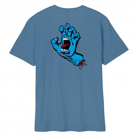 SANTA CRUZ T-SHIRT SCREAMING HAND CHEST DUSTY BLUE