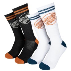 SANTA CRUZ CHAUSSETTES KICK BLACK PUMPKIN/ WHITE DARK X2 PACK