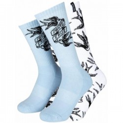 SANTA CRUZ CHAUSSETTES SOMMER SPARROW CRYSTAL BLUE WHITE X2 PACK