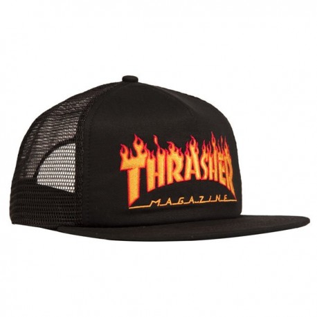 THRASHER CASQUETTE FLAME EMB MESH BLACK