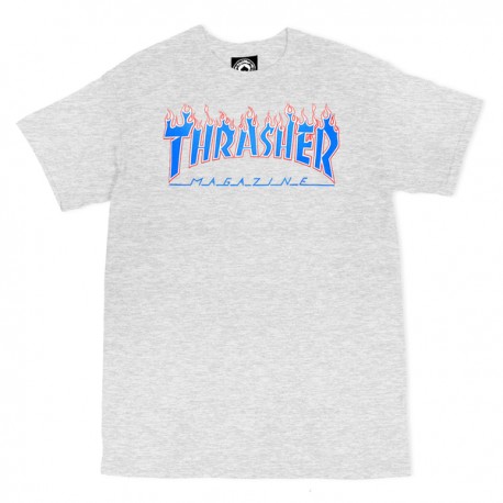 THRASHER T-SHIRT  FLAME ASH GREY 