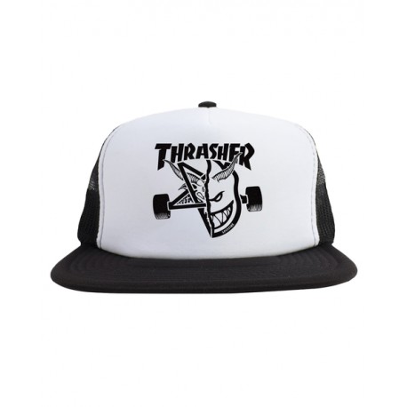 THRASHER X SPITFIRE CASQUETTE THRASH & BURN TRUCKER BLACK WHITE