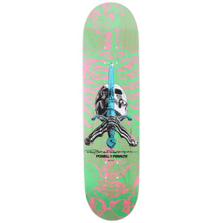 POWELL PERALTA PLATEAU SKULL AND SWORD PINK GREEN 8 "