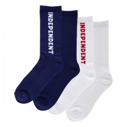 INDEPENDENT CHAUSSETTES BASELINE PACK 2 WHITE NAVY